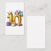 ゴールドでお祝い 10歳の誕生日 エンクロージャーカード (正面/裏面)