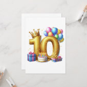 ゴールドでお祝い 10歳の誕生日 カード (正面/裏面インサイチュ)