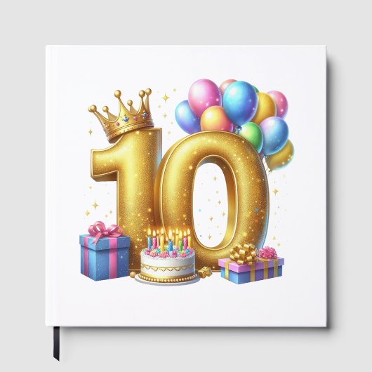 ゴールドでお祝い 10歳の誕生日 ゲストブック (正面)