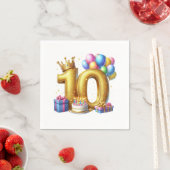 ゴールドでお祝い 10歳の誕生日 スタンダードカクテルナプキン (インサイチュ)