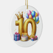 ゴールドでお祝い 10歳の誕生日 セラミックオーナメント (右)