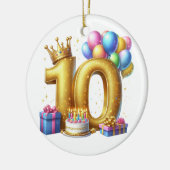 ゴールドでお祝い 10歳の誕生日 セラミックオーナメント (左)
