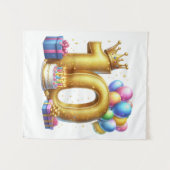 ゴールドでお祝い 10歳の誕生日 タペストリー (正面(横))