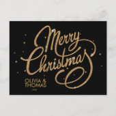 ゴールドで豪華なブラックのクリスマス2023 シーズンポストカード (正面)