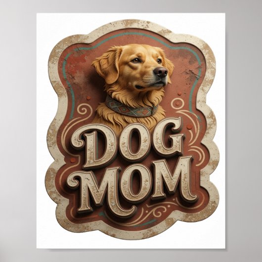 ゴールドで輝くDOG MOM ポスター (正面)