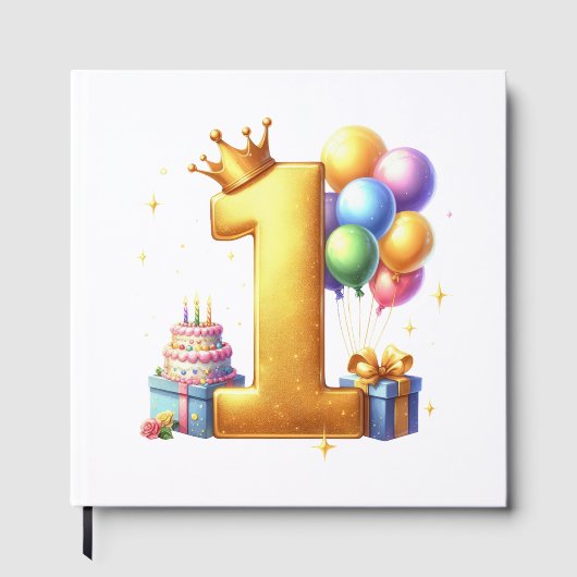ゴールドで１歳の誕生日をお祝い ゲストブック (正面)