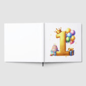 ゴールドで１歳の誕生日をお祝い ゲストブック (全面)