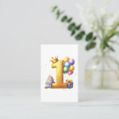 ゴールドで1歳の誕生日をお祝い 名刺 (スタンド正面)