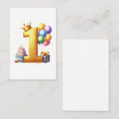 ゴールドで1歳の誕生日をお祝い 名刺 (正面/裏面)