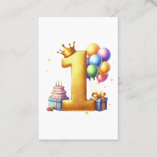 ゴールドで1歳の誕生日をお祝い 名刺 (正面)