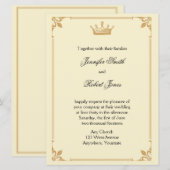 ゴールドとアイボリーのクラウンレジデンシーウェディング 招待状 (正面/裏面)