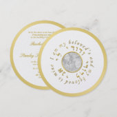 ゴールドとアイボリーのユダヤ教式場写真招待状 招待状 (正面/裏面)