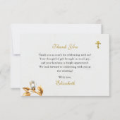 ゴールドとアイボリーの正教会のウェディングシャワー サンキューカード (正面)