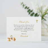 ゴールドとアイボリーの正教会のウェディングシャワー サンキューカード (スタンド正面)