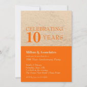 ゴールドとオレンジのビジネス周年記念祝賀会 招待状 (正面)