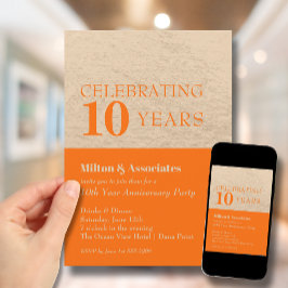 ゴールドとオレンジのビジネス周年記念祝賀会 招待状