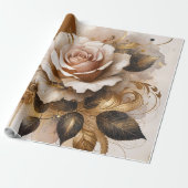 ゴールドとキャッシュミーローズ ラッピングペーパー (アンロールド)