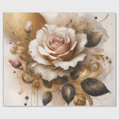 ゴールドとキャッシュミーローズ ラッピングペーパー (フラット)