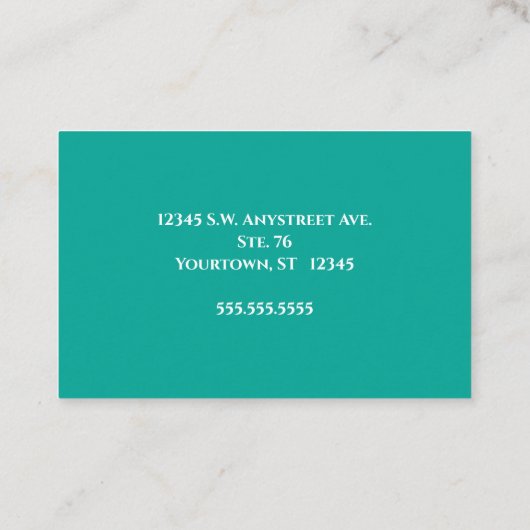 ゴールドとグリッターをあしらったブルーグリーン ビューティースタイル 名刺 (裏面)