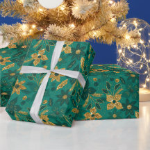 ゴールドとグリーンのクリスマスポインセチアの花