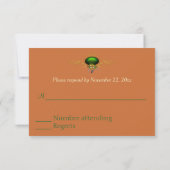 ゴールドとグリーンのクリスマス ウェディングRSVP 出欠カード (裏面)