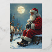ゴールドとグリーンのクリスマス 名前入り 箔シーズンカード (裏面)
