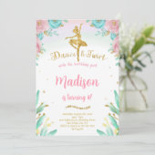 ゴールドとグリーンのバレリーナ招待状 招待状 (スタンド正面)