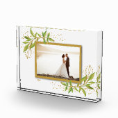 ゴールドとグリーンの水彩葉の装飾 フォトブロック (右)