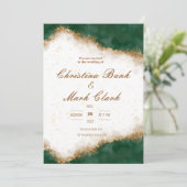 ゴールドとグリーンの結婚式招待状 招待状 (スタンド正面)
