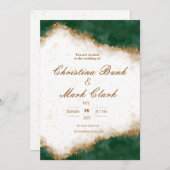 ゴールドとグリーンの結婚式招待状 招待状 (正面/裏面)