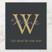 ゴールドとグレーのテキスト ワインラベル (シングルラベル)