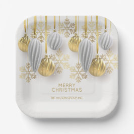 ゴールドとシルバーのクリスマスオーナメント ペーパープレート