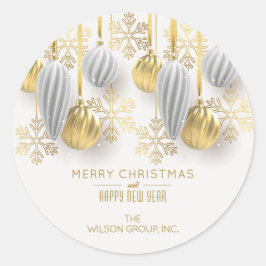 ゴールドとシルバーのクリスマスオーナメント ラウンドシール