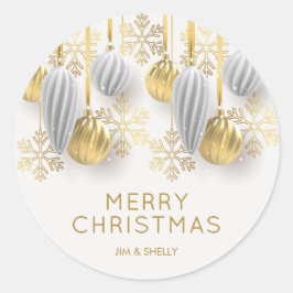 ゴールドとシルバーのクリスマスオーナメント ラウンドシール