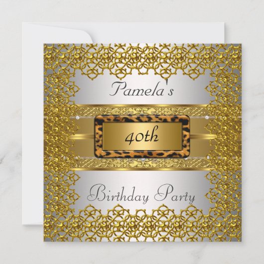 ゴールドとシルバーの誕生日パーティー 招待状 (正面)