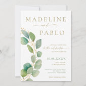 ゴールドとセージグリーンの結婚式招待状 招待状 (裏面)