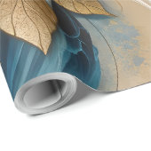 ゴールドとターコイズのローズ ラッピングペーパー (ロールコーナー)