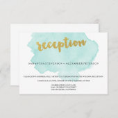 ゴールドとターコイズの水彩画ウェディングパーティー エンクロージャーカード (正面/裏面)