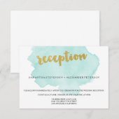 ゴールドとターコイズの水彩画ウェディングパーティ エンクロージャーカード (正面/裏面)