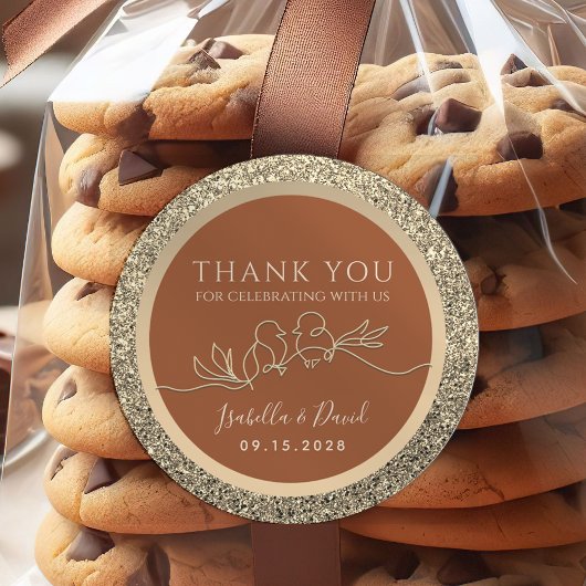 ゴールドとテラコッタのウェディングギフト ラウンドシール