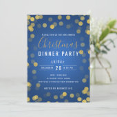 ゴールドとネイビーの企業のクリスマスディナー＆パーティ 招待状 (スタンド正面)