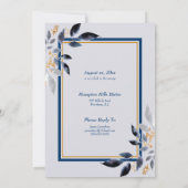 ゴールドとネイビーの輝かしい50周年記念結婚式 招待状 (裏面)