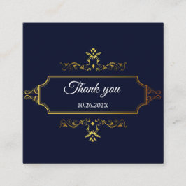 ゴールドとネイビーブルーのインドスタイル封筒 エンクロージャーカード