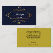 ゴールドとネイビーブルーのインドスタイル封筒 エンクロージャーカード (正面/裏面)