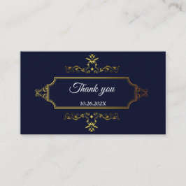 ゴールドとネイビーブルーのインドスタイル封筒 エンクロージャーカード