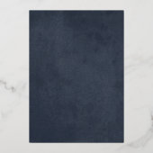 ゴールドとネイビーブルー 私たちはいまだに結婚記念日 箔招待状 (裏面)