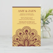ゴールドとバーガンディのインドの結婚式招待状 招待状 (スタンド正面)