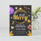 ゴールドとパープルの楽しいクリスマス 招待状 (スタンド正面)