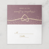 ゴールドとパープルの結婚式 プレイスカード (外部開封)