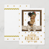 ゴールドとヒョウ柄の女の子のベビーシャワー 招待状 (正面/裏面)